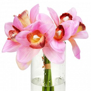 Цветок "Орхидея" цвет - светло-розовый, 28см, набор 6 штук (Китай)
