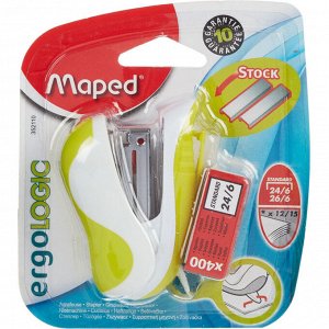 Степлер Maped ERGOLOGIC, (№24/6-26/6), 15 л., с антистепл. + 400 ...