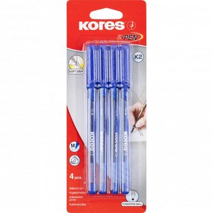 Ручка шариковая неавтоматическая KORES К2 0,7мм треуг.корп,манж,4...