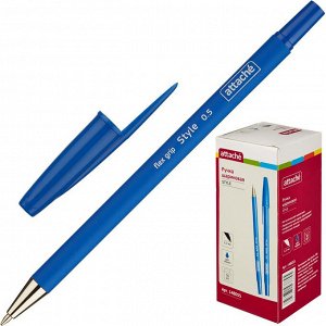 Ручка шариковая неавтомат Attache Style 0,5мм прорезин.корп.синий...