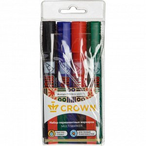 Набор маркеров перманентных Crown Multi Marker 3-5 мм 4 цвета евр...
