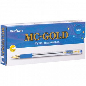 Ручка шариковая неавтоматическая MunHwa MC Gold синяя 0,7мм грип ...
