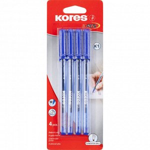 Ручка шариковая неавтоматическая KORES К1 0,7мм треуг.корп., 4шт/...