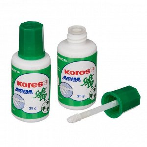 Корректирующая жидкость KORES Soft Tip AQUA 25г на водной осн, ап...