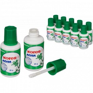 Корректирующая жидкость KORES Soft Tip AQUA 25г на водной осн, ап...