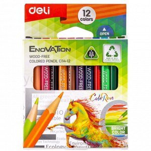 Карандаши цветные 12цв 3-гран Deli Enovation mini, пластик, EC114...