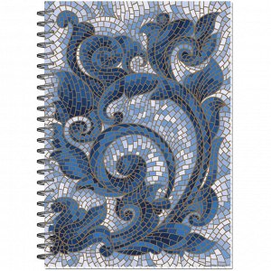Бизнес-тетрадь Мозаика синяя обложка УФ лак, спираль, А5, 80л, кл...