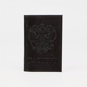 Обложка для паспорта, герб, флотер, цвет кофе 2735600