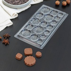 Форма для шоколада «Пуговки», 22x11 см, 17 ячеек, цвет прозрачный