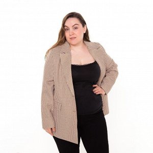 Пиджак женский, цвет коричневый, гусиная лапка, размер 50