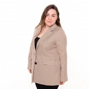Пиджак женский, цвет коричневый, гусиная лапка, размер 50