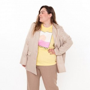 Пиджак женский, цвет светло-бежевый, гусиная лапка, размер 50