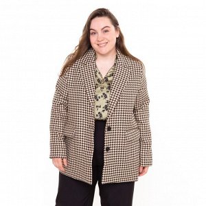 Пиджак женский, цвет кофе, гусиная лапка, размер 48