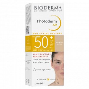 Биодерма Солнцезащитный крем с тоном для кожи с покраснениями AR SPF50+, 30 мл (Bioderma, Photoderm)