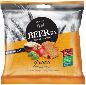 «Beerka», гренки со вкусом томата с базиликом и чесночным соусом, 85 г