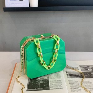 Акриловая сумка-клатч с цепью, цвет зеленый