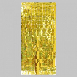 Праздничный занавес голография 100*200 см., цвет золотой
