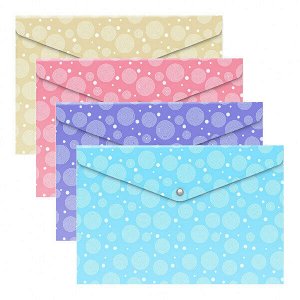 Папка конверт с кнопкой В5 "ErichKrause Pastel Dots" полупроз.ассорти 1/12 арт. ЕК-54690