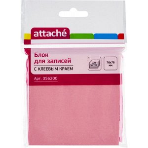 Бумага для заметок с клеевым краем "Attache" 76х76 мм 100 л. розовая 1/24 арт. 356200