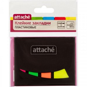 Набор этикеток-закладок "Attache" пластик. 25х45мм+12х45мм 25л 4цв. книжка 1/24 арт. 874308