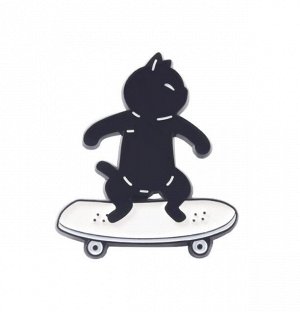 Акриловый значок "Кот на скейте"