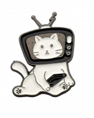 Металлический значок "Кот в телевизоре"