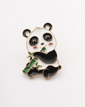 Металлический значок "Панда с бамбуком"