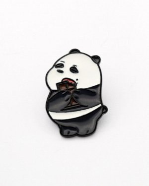 Металлический значок "Панда и шоколадка"
