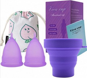 Набор менструальных чаш с контейнером и мешочком для хранения, размер L