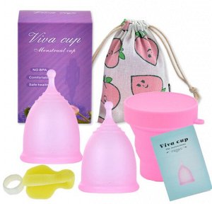 Набор менструальных чаш, с щеточкой, контейнером и мешочком для хранения, размер L