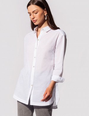 Удлиненная рубашка из хлопка в плетеную полоску