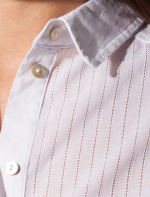 Удлиненная рубашка из хлопка в плетеную полоску