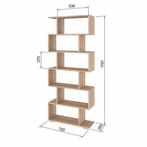 Стeллaж Нopдиk, 730х250х1750, Дyб сoнoмa