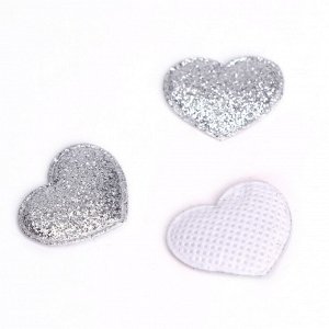 Сердечки декоративные, набор 20 шт., размер 1 шт: 2,5 x 2,2 см, цвет серебряный