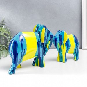 Сувенир полистоун "Слоны" подтёки краски набор 2 шт 15,6х8,5х18 20х11х25 см