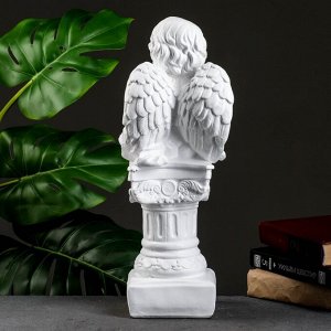 Фигура гипс «Ангел на пьедестале», белый, 15x15x42 см