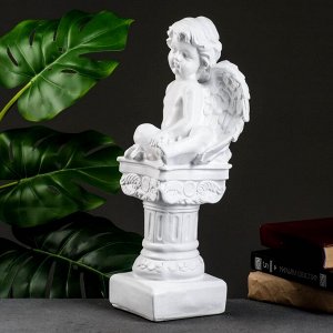 Фигура гипс «Ангел на пьедестале», белый, 15x15x42 см
