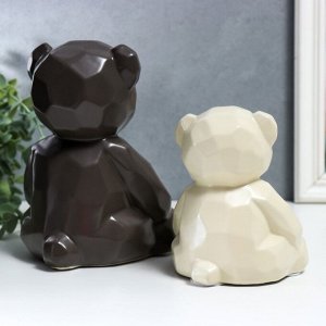 Сувенир керамика 3D "Медвежата" матовый шоколад и сливки набор 2 шт 18,5х12х14,5 см