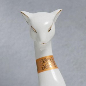 Сувенир керамика "Египетская кошка" белая с золотом 28 см