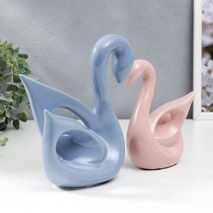 Сувенир керамика "Лебеди голубой и розовый" матовый набор 2 шт 14х6х15 15х20х20 см