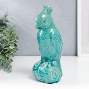 Сувенир керамика "Попугай" бирюзовый шамот 28х11х12 см