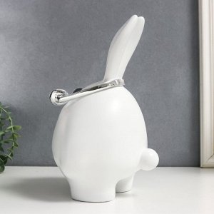 Сувенир полистоун "Белый кроль с сердечком в наушниках" 27х18х20 см