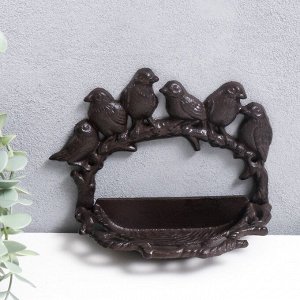 Фигурка-подставка для мелочей «Шесть птиц на корзине», чугун, 14.5x9x19 см
