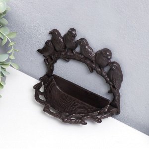 Фигурка-подставка для мелочей «Шесть птиц на корзине», чугун, 14.5x9x19 см