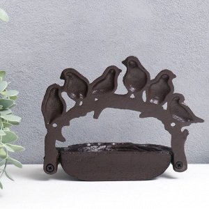 Фигурка-подставка для мелочей «Шесть птиц на корзине», чугун, 14.5x9x19 см