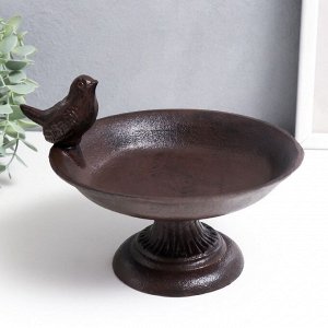Фигурка-подставка для мелочей «Птица сидит на тарелке», чугун, 13x17x20 см
