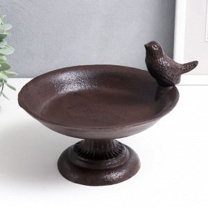 Фигурка-подставка для мелочей «Птица сидит на тарелке», чугун, 13x17x20 см