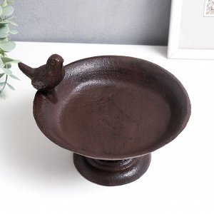Фигурка-подставка для мелочей «Птица сидит на тарелке», чугун, 13x17x20 см