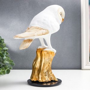 Сувенир полистоун "Белая сова на золотом пне" 25х12х20 см