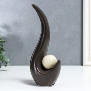 Сувенир керамика "Абстракция. Изгиб и шар" матовый шоколад 24,5х7х9,5 см